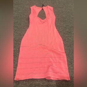 EUC! Bebe women's S Bodycon knit dress Elegant Coral Sleeveless open back sexy